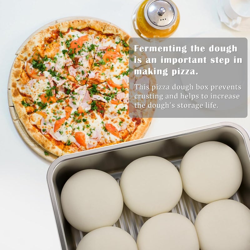 BSTKEY Pizza Dough Proofing Box, Stainless Steel Rectangle Food Storage Box Container with Leak Proof & Airtight Lid, 11.8 x 8.3Inch Large Capacity Household Pizza Dough Container - Image 5